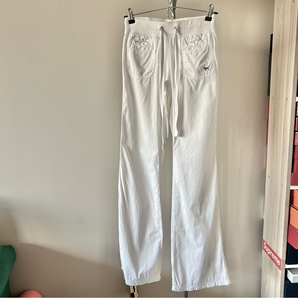 PINK Victoria’s Secret 100% Cotton White Drawstring Pants with Pockets